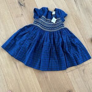 Bonpoint smocked blue dress girls 4T NWT
